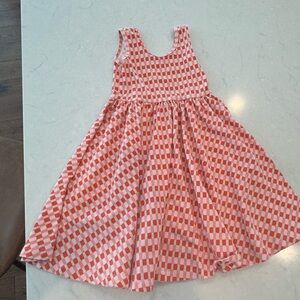 Charming Orange and White Checkered Kids Dress